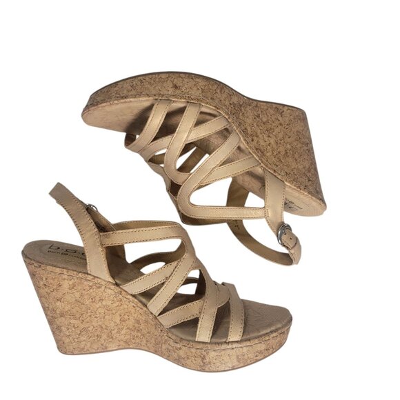 BOC Born Nilsa Wedge Sandals Size 9 Gold High Platform Strappy Padded Comfort - Picture 5 of 15